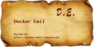 Decker Emil névjegykártya